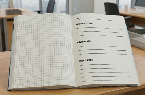laboratory notebook with graph sheet
