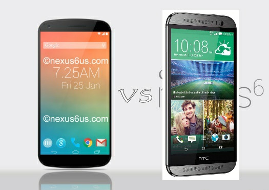 Nexus 6 by the left and HTC one M8 at Right