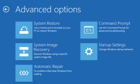 advance options troubleshoot on PC