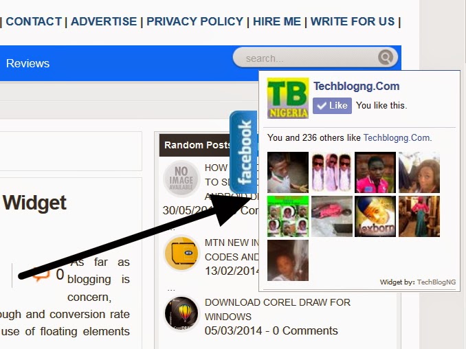 floating facebook like box-techblogng