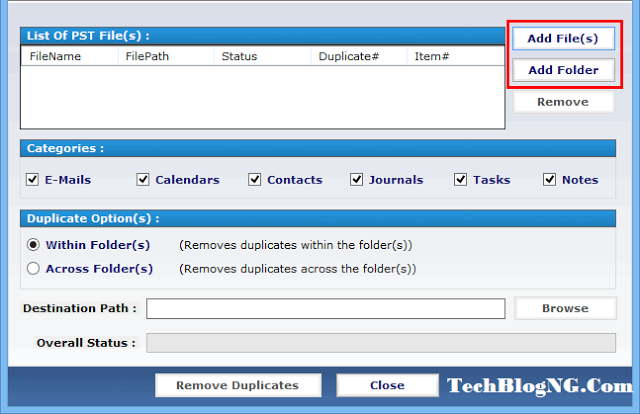 Outlook Duplicates Remover -TechBlogng.com