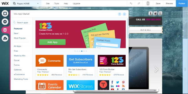 wix free website builder