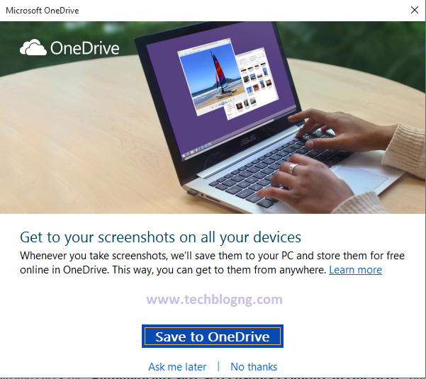 screenshot to onedrive