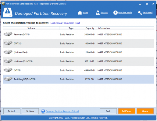 MiniTool Power Data Recovery Damaged Partition