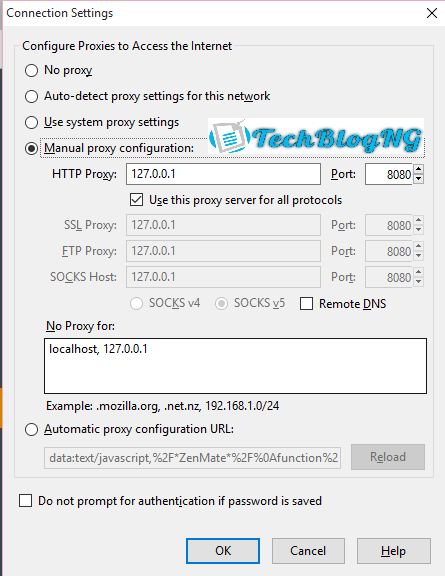 manual proxy configurations for firefox