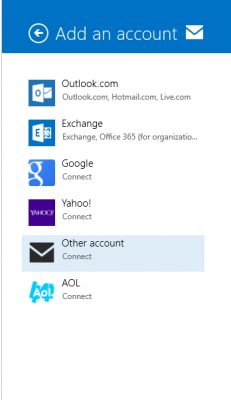 setup new mail on windows 8 mail app