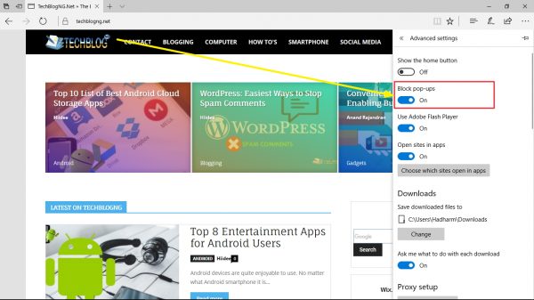 disable popup on microsoft edge 3
