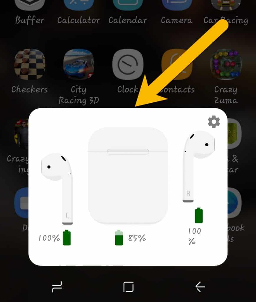 Airpods battery on Android