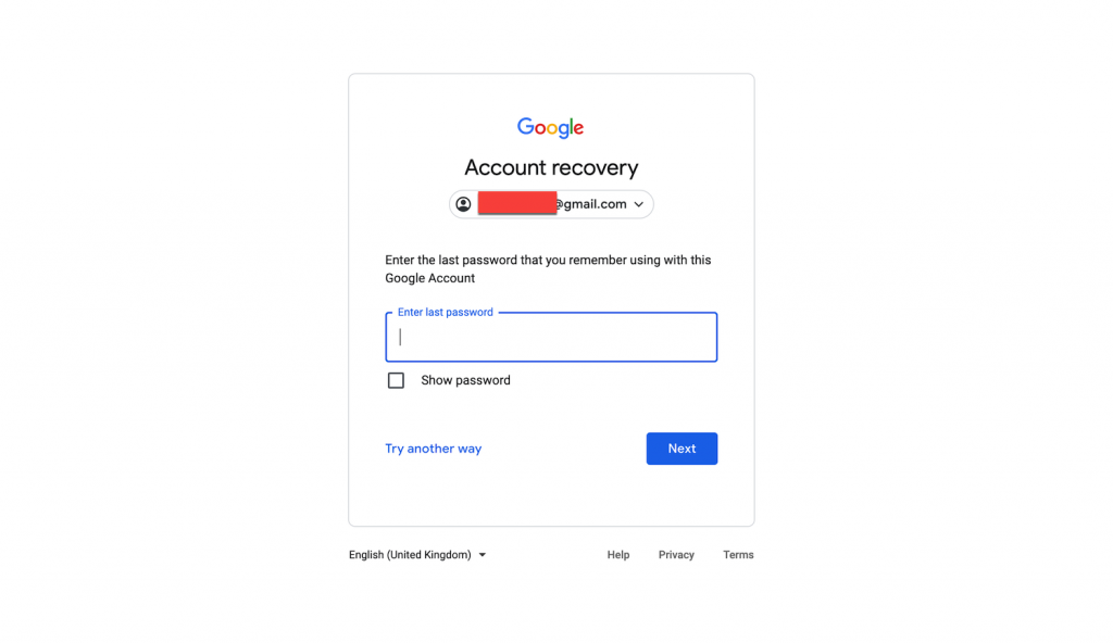 Recover GMAIL Password