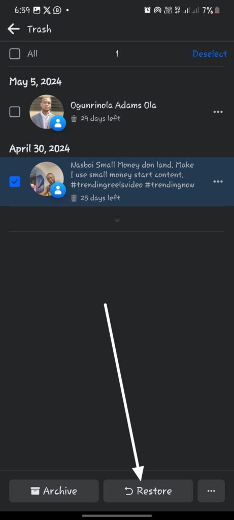 How to Restore Deleted Facebook Posts from Trash (Mobile App Users)