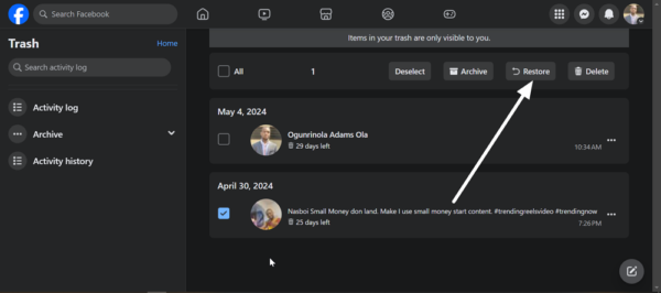 Can I Restore A Deleted Facebook Post?